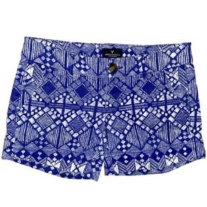 AMERICAN EAGLES OUTFITTERS GRAPIC PRINT MIDI STRETCH CHINO SHORTS•WOMENS•SIZE 0